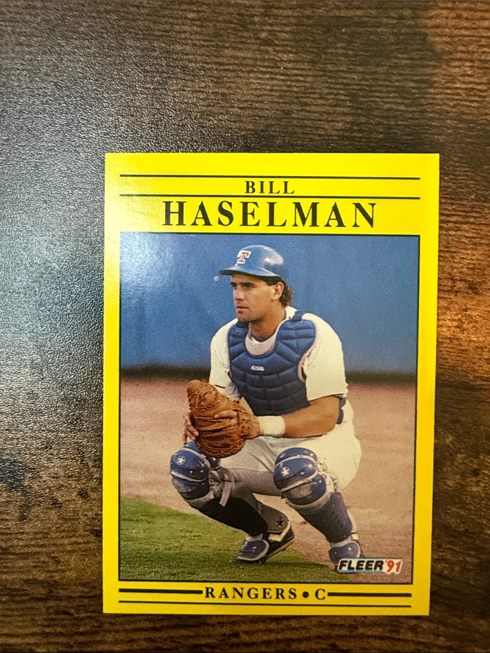 Bill Haselman Fleer '91 Texas Rangers Baseball Card - Yellow Border